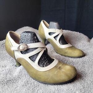 John Fluevog Ladies Shoes Green/Grey size US 8.5